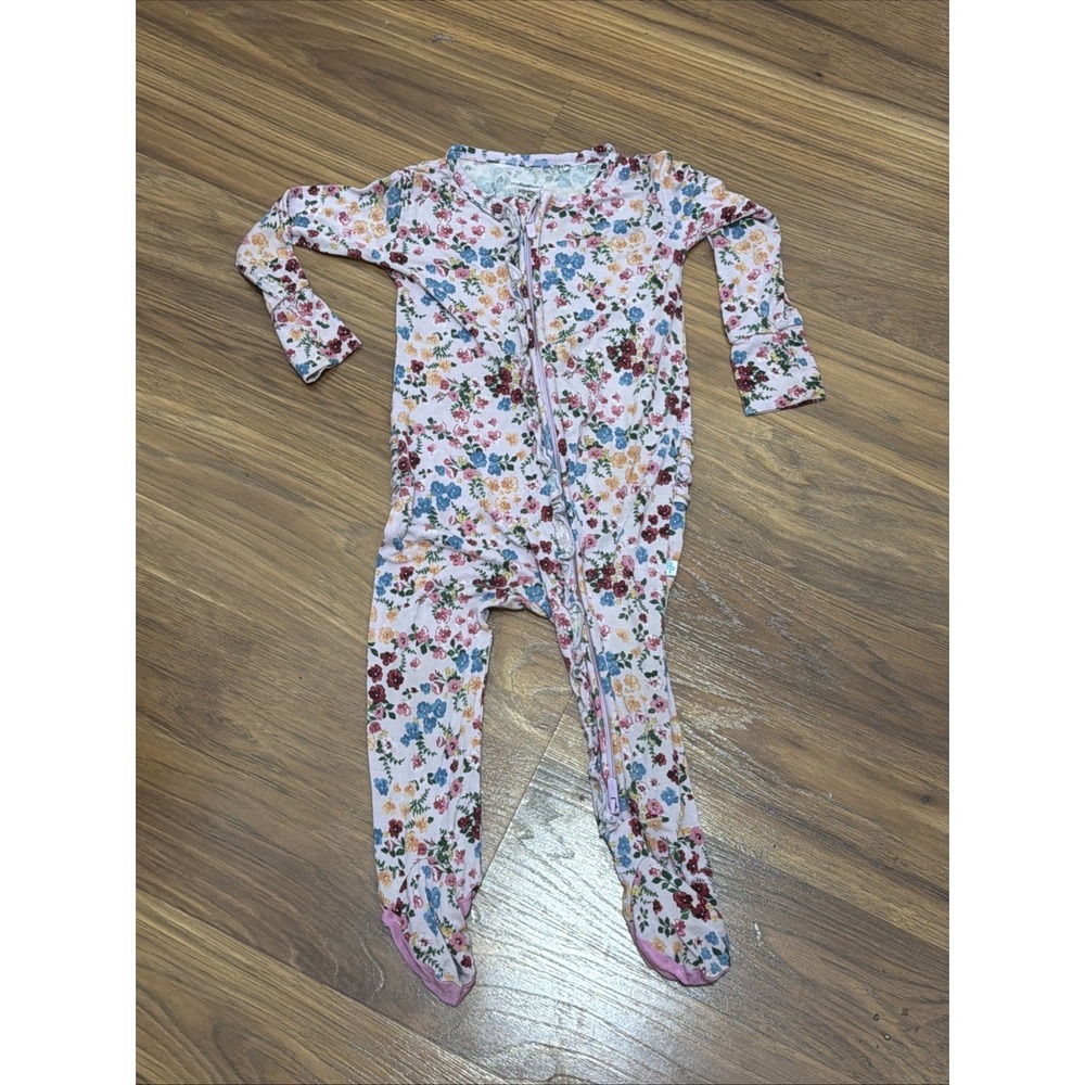 Posh Peanut Baby Girls 9-12 Months Dainty Flower Footed Sleeper Pajamas VGC